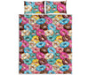 Yummy Donut Pattern Print Quilt Bed Set