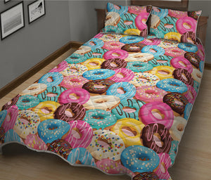 Yummy Donut Pattern Print Quilt Bed Set