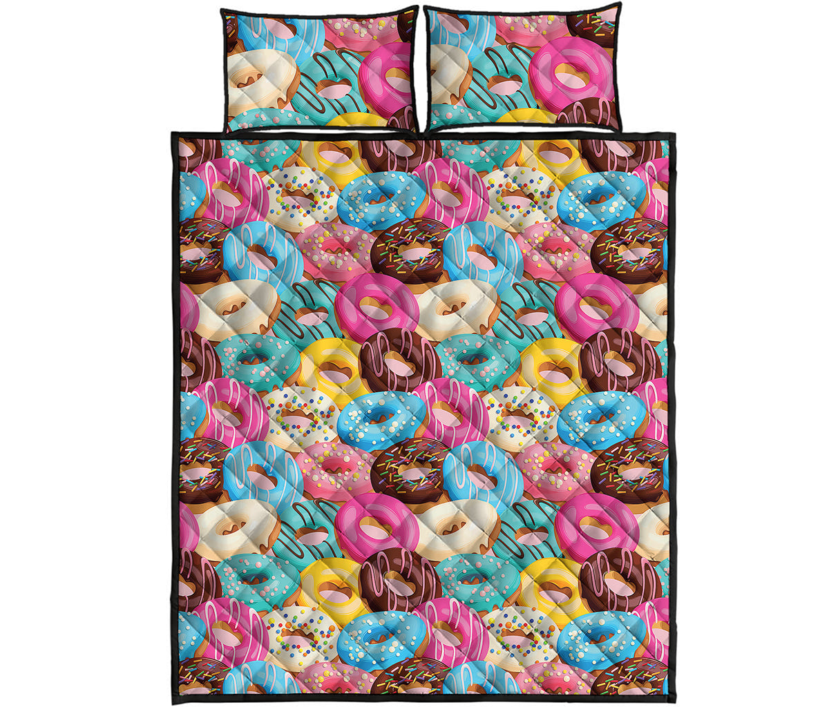 Yummy Donut Pattern Print Quilt Bed Set