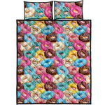 Yummy Donut Pattern Print Quilt Bed Set