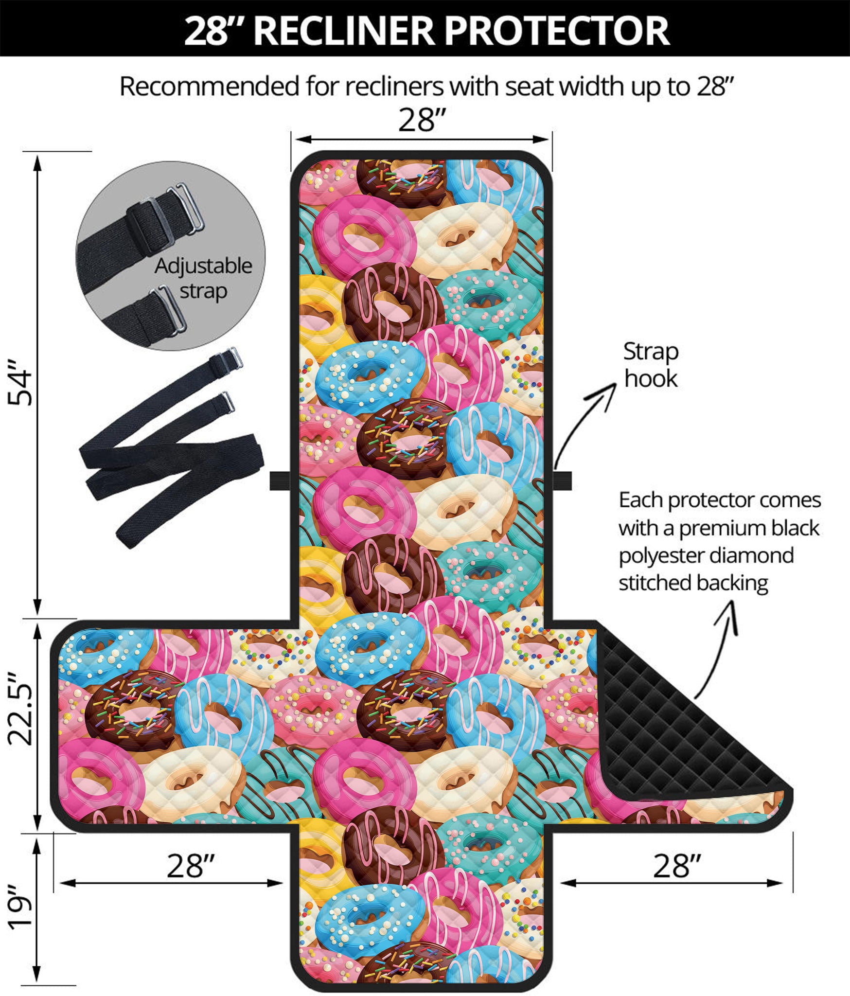 Yummy Donut Pattern Print Recliner Protector