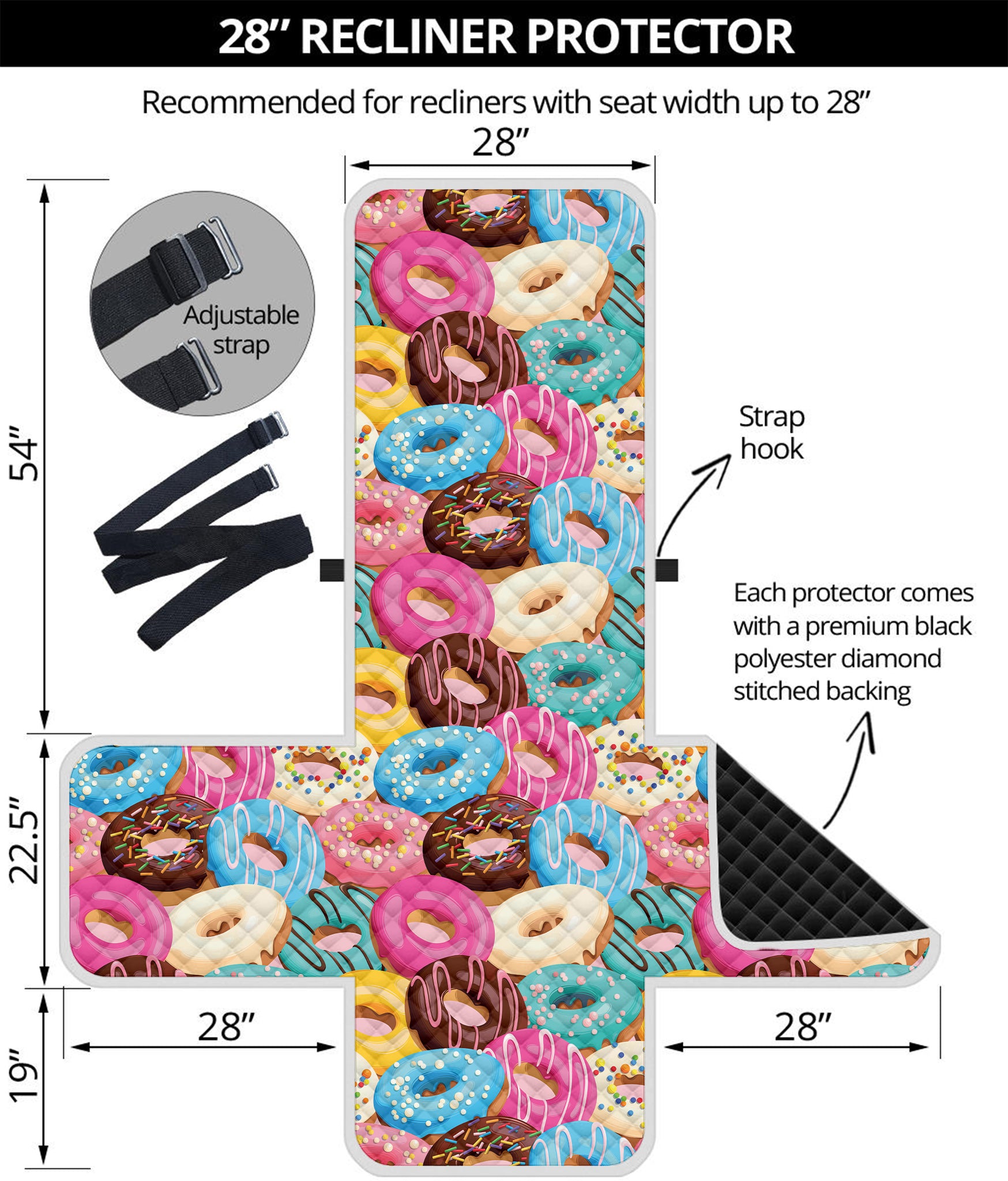 Yummy Donut Pattern Print Recliner Protector