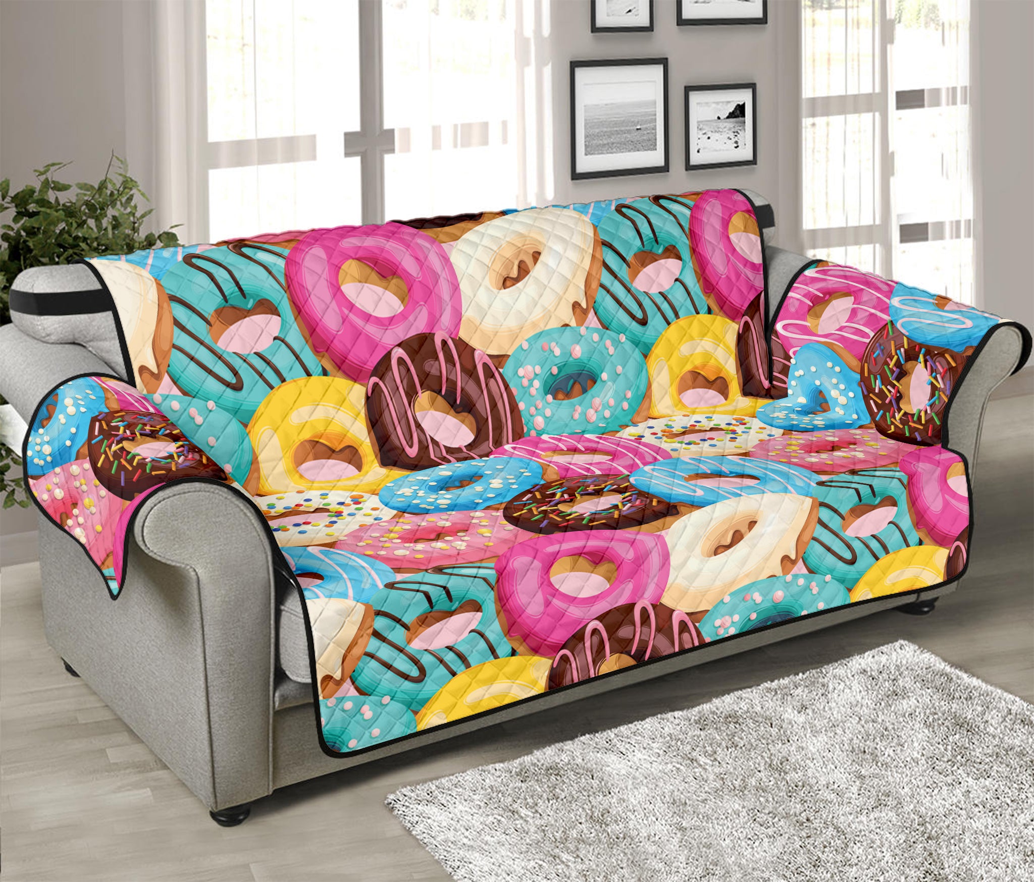 Yummy Donut Pattern Print Sofa Protector