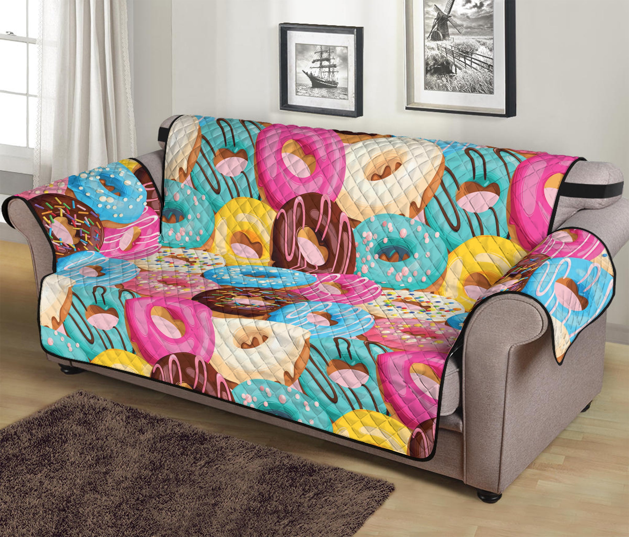 Yummy Donut Pattern Print Sofa Protector