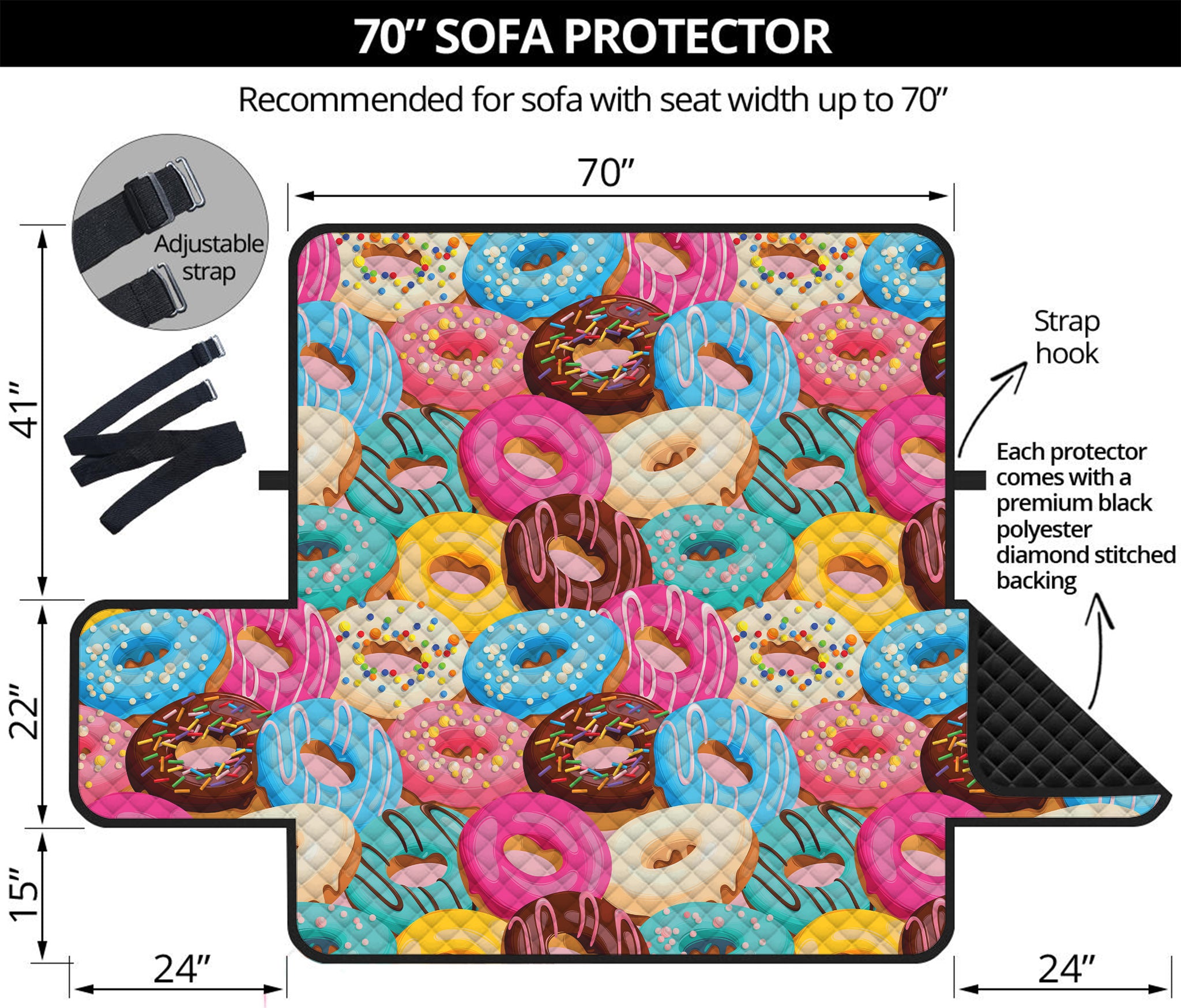 Yummy Donut Pattern Print Sofa Protector