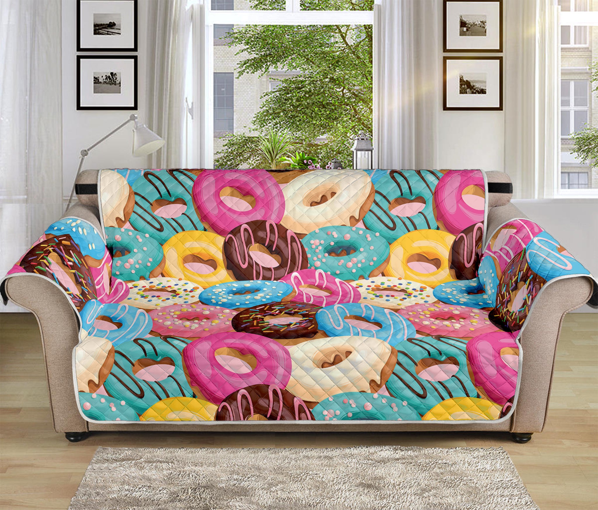 Yummy Donut Pattern Print Sofa Protector