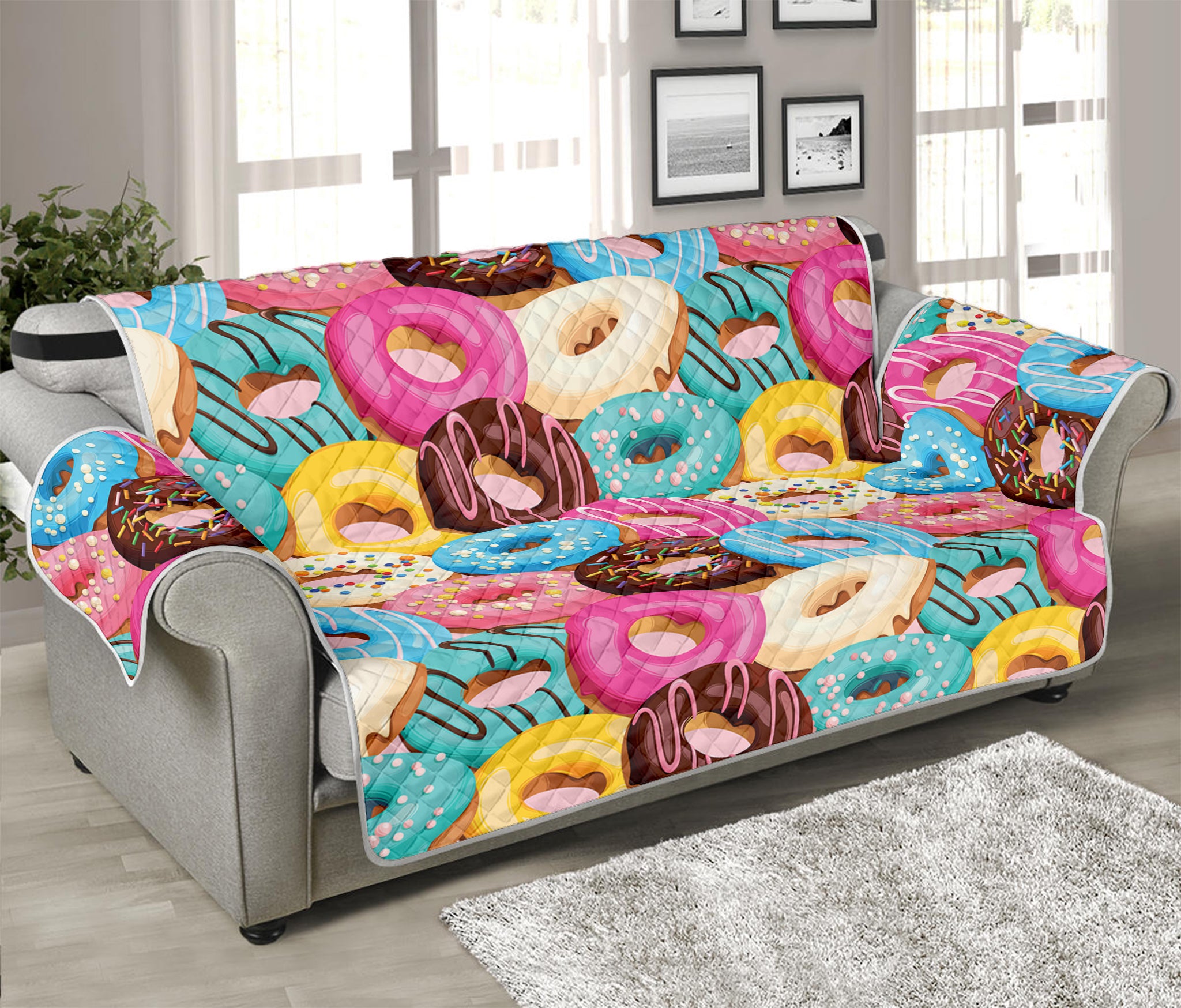 Yummy Donut Pattern Print Sofa Protector