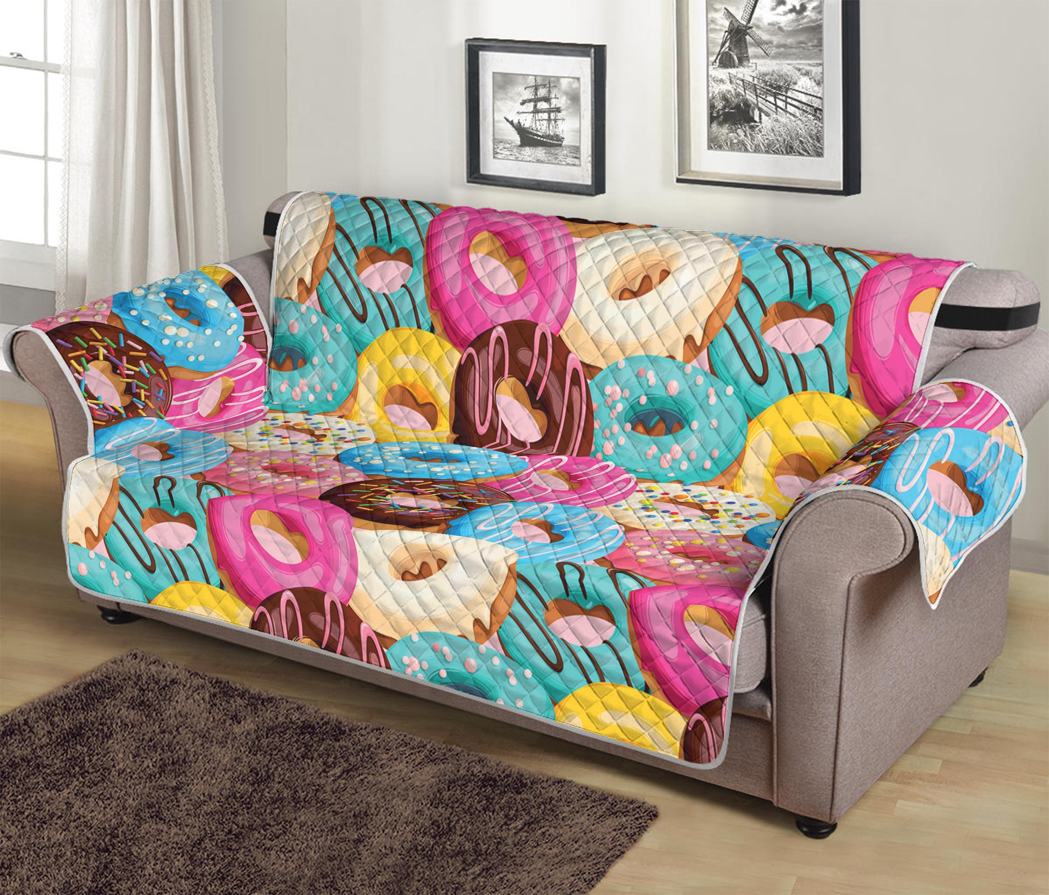 Yummy Donut Pattern Print Sofa Protector