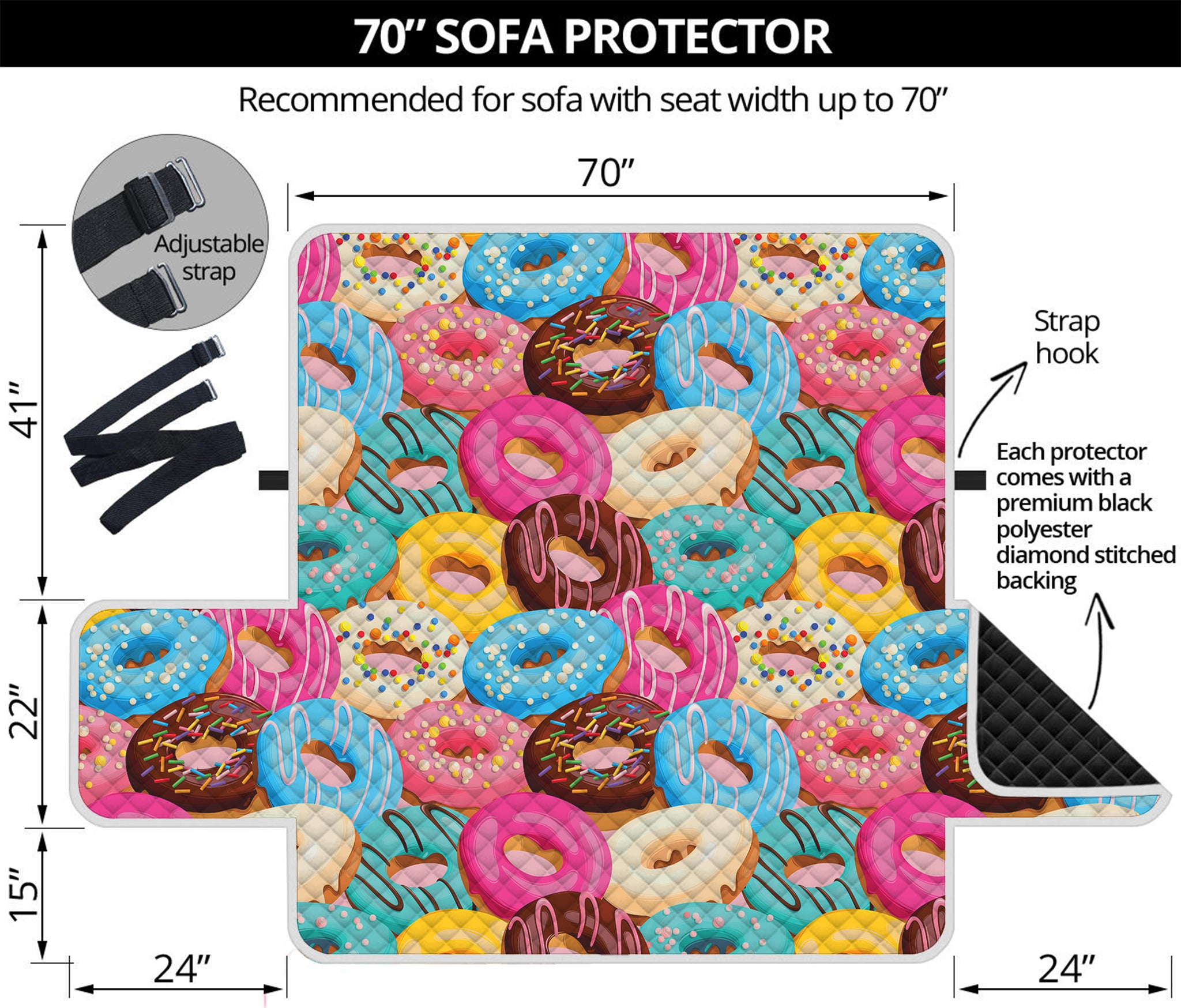 Yummy Donut Pattern Print Sofa Protector