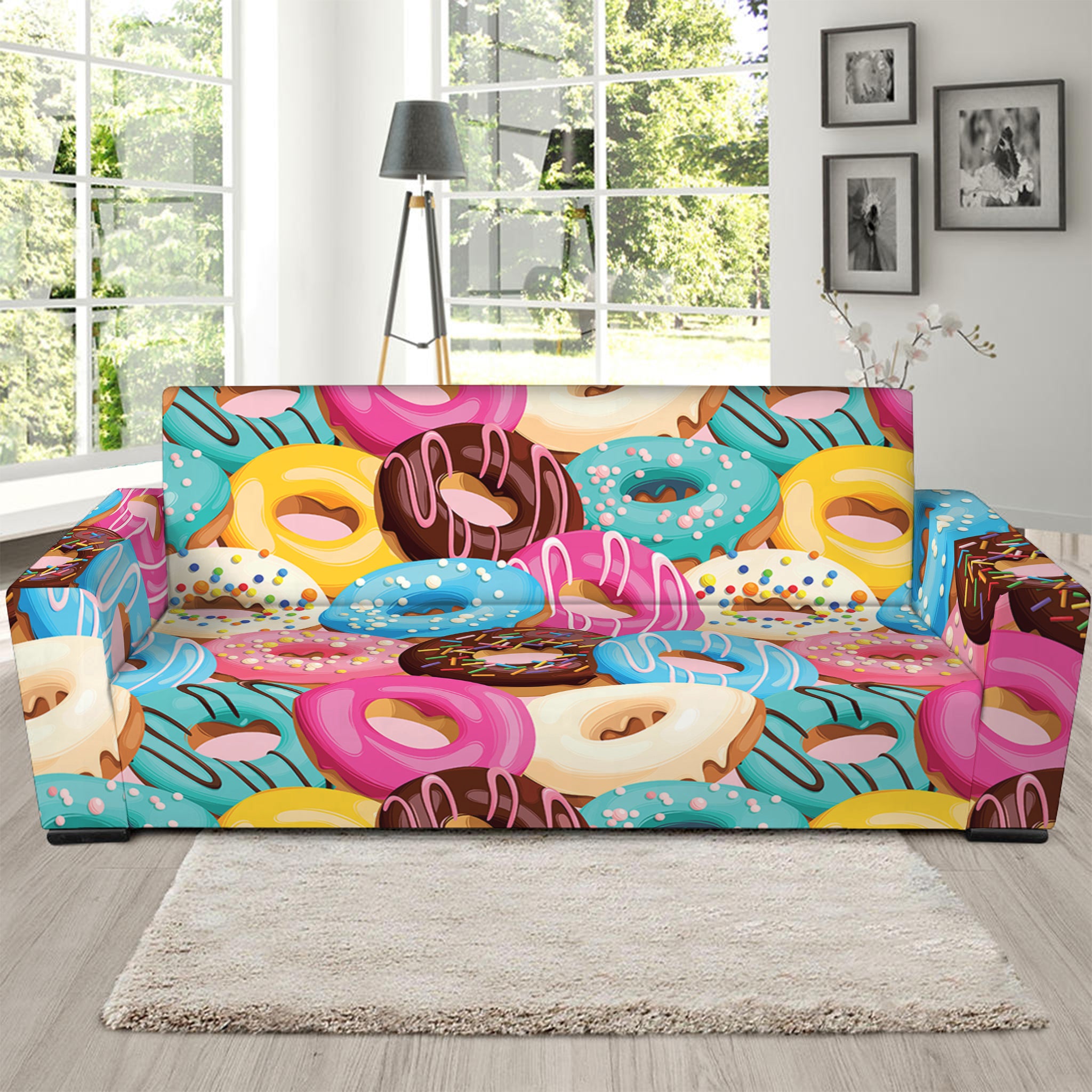 Yummy Donut Pattern Print Sofa Slipcover