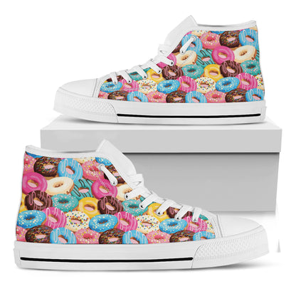 Yummy Donut Pattern Print White High Top Shoes