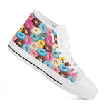 Yummy Donut Pattern Print White High Top Shoes