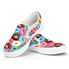 Yummy Donut Pattern Print White Slip On Shoes