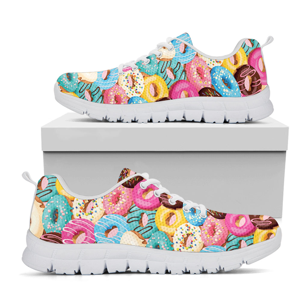 Yummy Donut Pattern Print White Sneakers