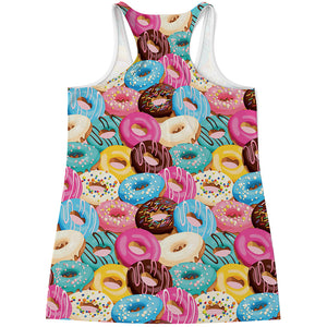 Yummy Donut Pattern Print Women's Racerback Tank Top