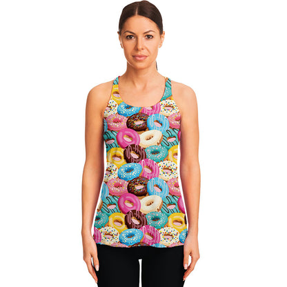 Yummy Donut Pattern Print Women's Racerback Tank Top