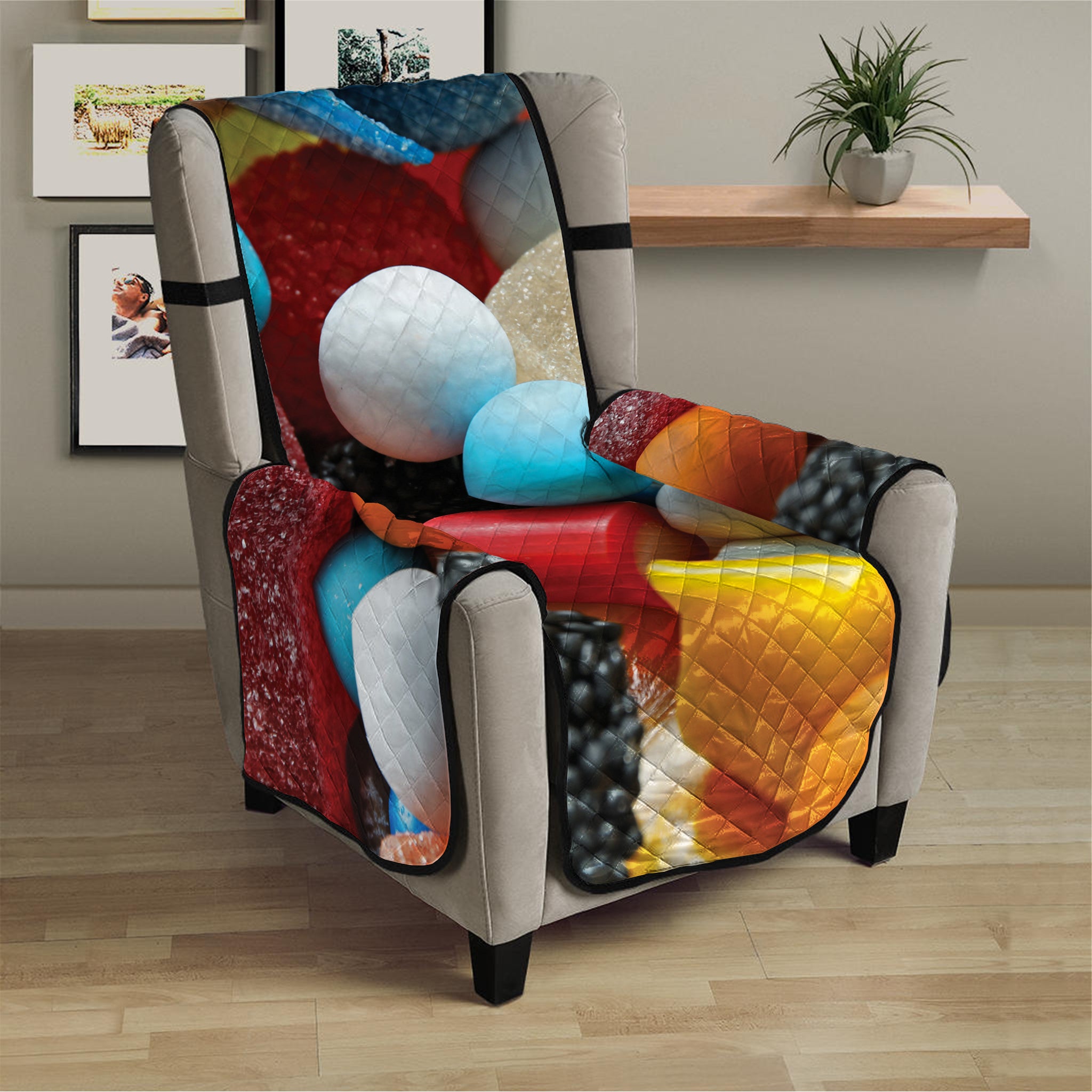 Yummy Gummy Print Armchair Protector