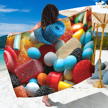 Yummy Gummy Print Beach Sarong Wrap