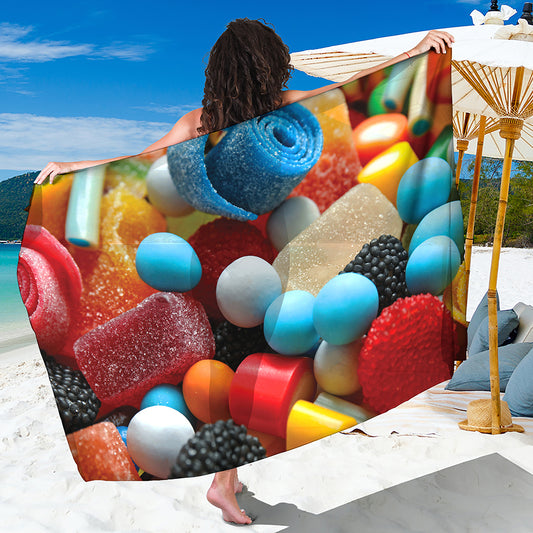 Yummy Gummy Print Beach Sarong Wrap