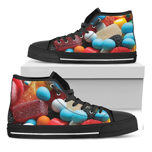 Yummy Gummy Print Black High Top Shoes