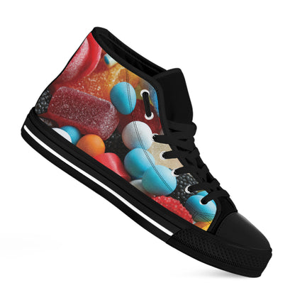 Yummy Gummy Print Black High Top Shoes