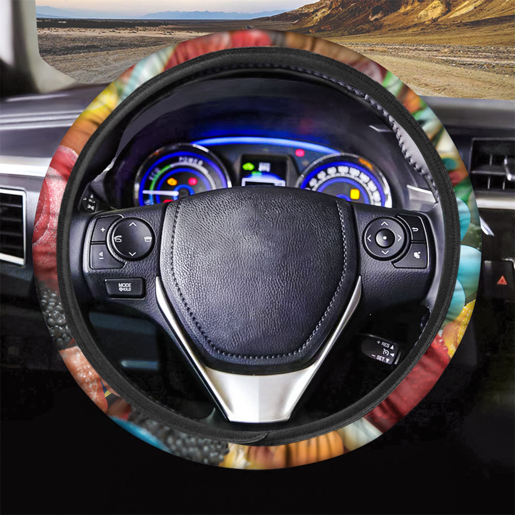 Yummy Gummy Print Car Steering Wheel Cover