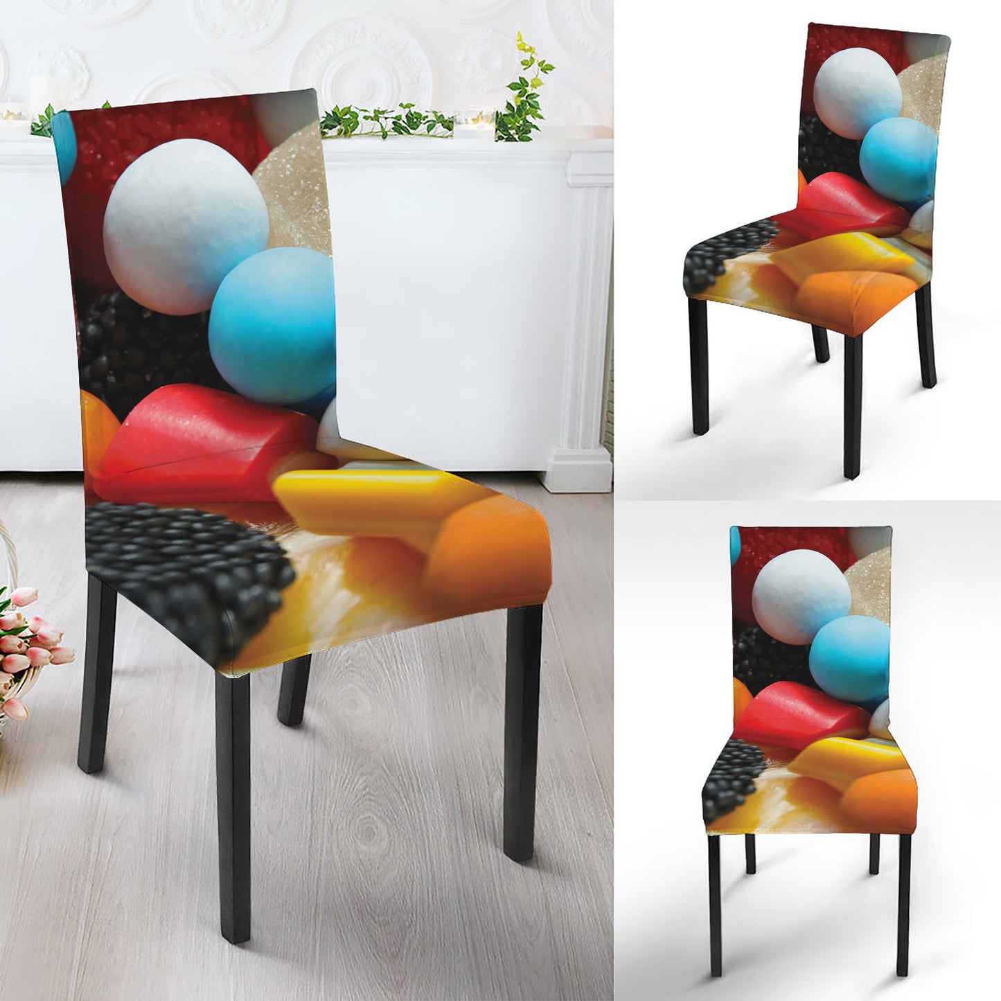 Yummy Gummy Print Dining Chair Slipcover