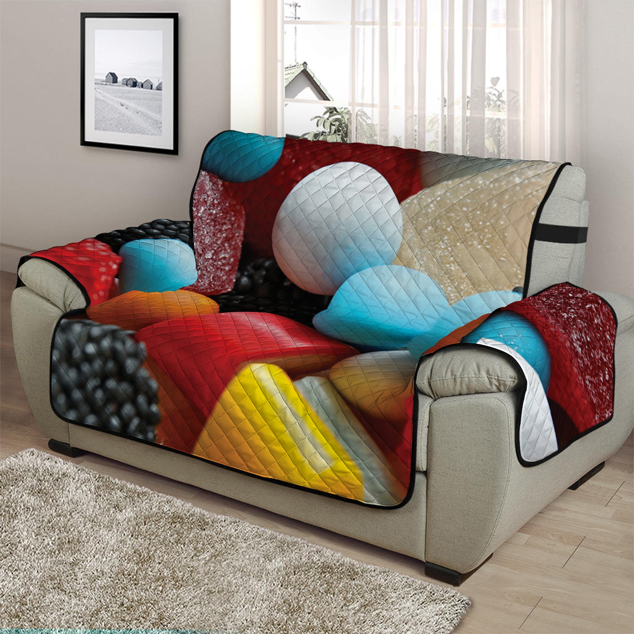 Yummy Gummy Print Half Sofa Protector