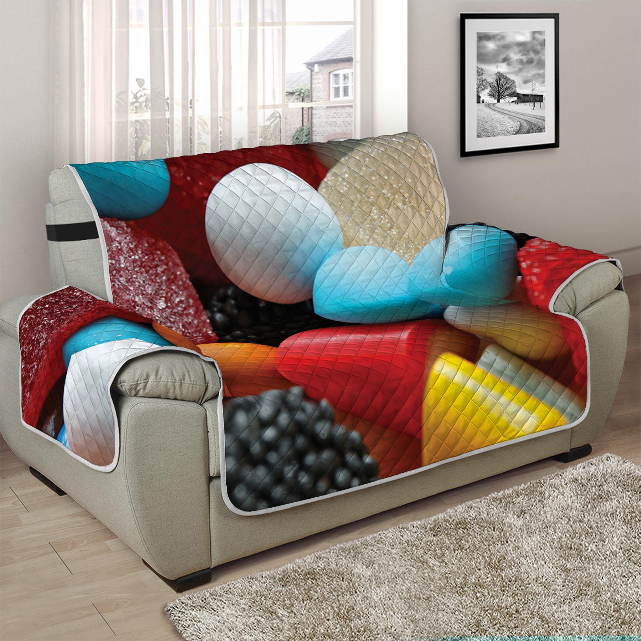 Yummy Gummy Print Half Sofa Protector