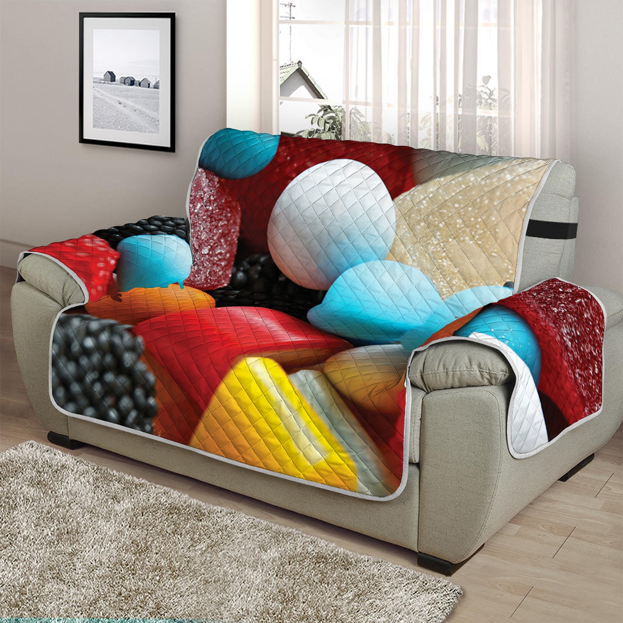 Yummy Gummy Print Half Sofa Protector