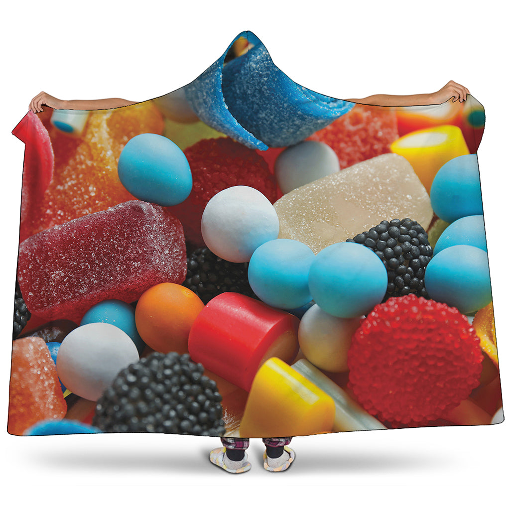 Yummy Gummy Print Hooded Blanket