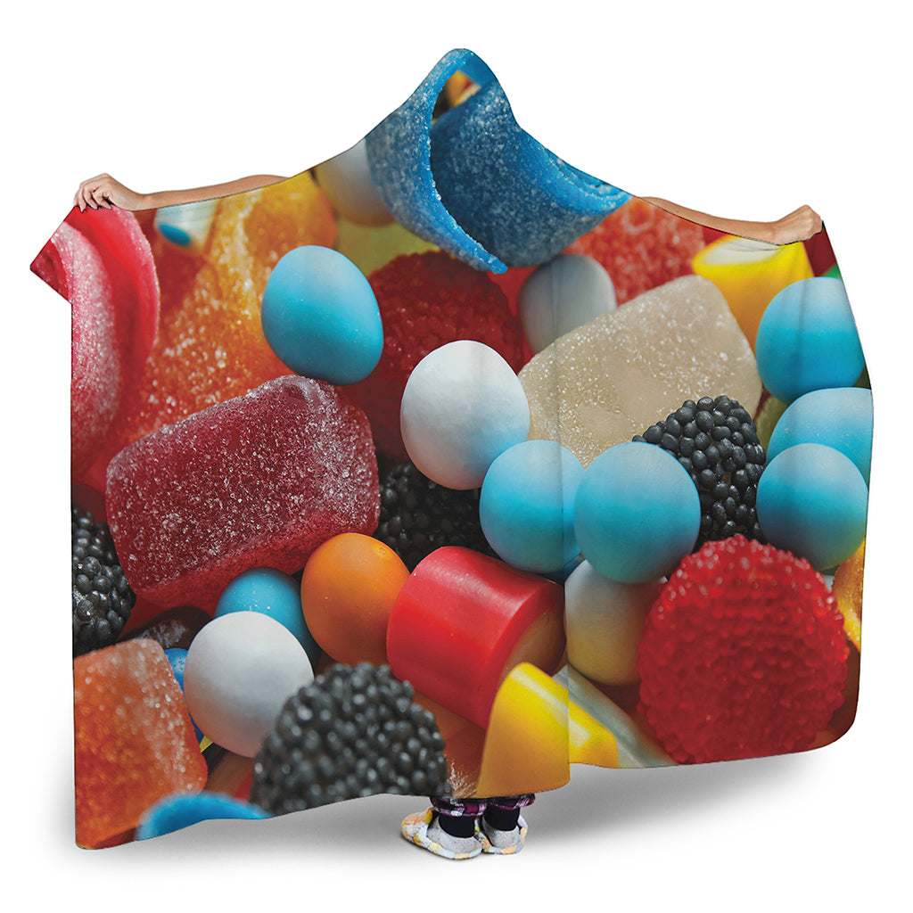 Yummy Gummy Print Hooded Blanket