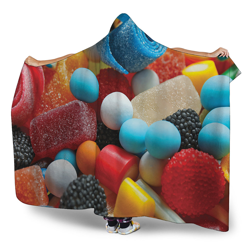 Yummy Gummy Print Hooded Blanket