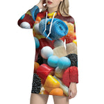 Yummy Gummy Print Hoodie Dress