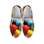 Yummy Gummy Print White Slip On Shoes
