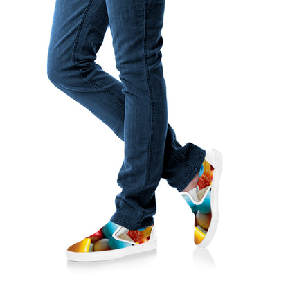 Yummy Gummy Print White Slip On Shoes