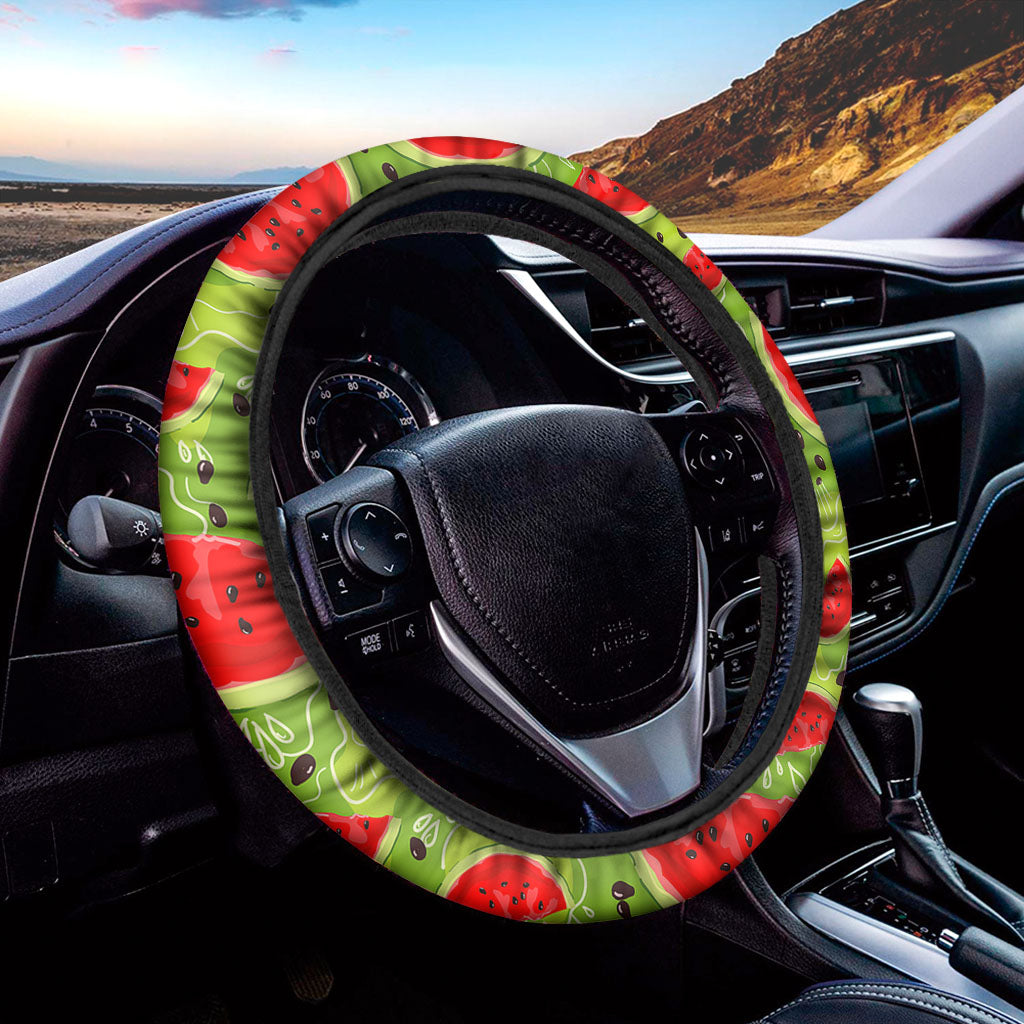 Yummy Watermelon Pieces Pattern Print Car Steering Wheel Cover