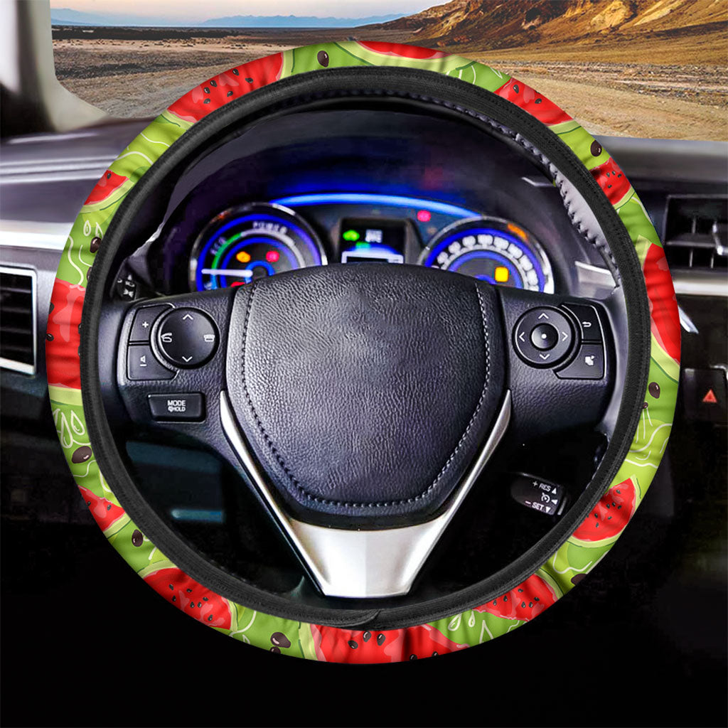 Yummy Watermelon Pieces Pattern Print Car Steering Wheel Cover