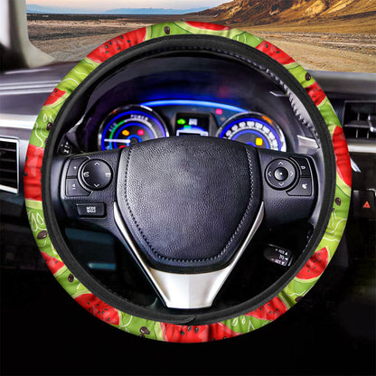 Yummy Watermelon Pieces Pattern Print Car Steering Wheel Cover