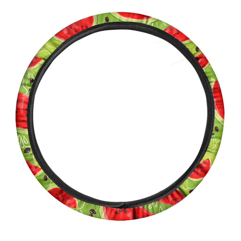 Yummy Watermelon Pieces Pattern Print Car Steering Wheel Cover