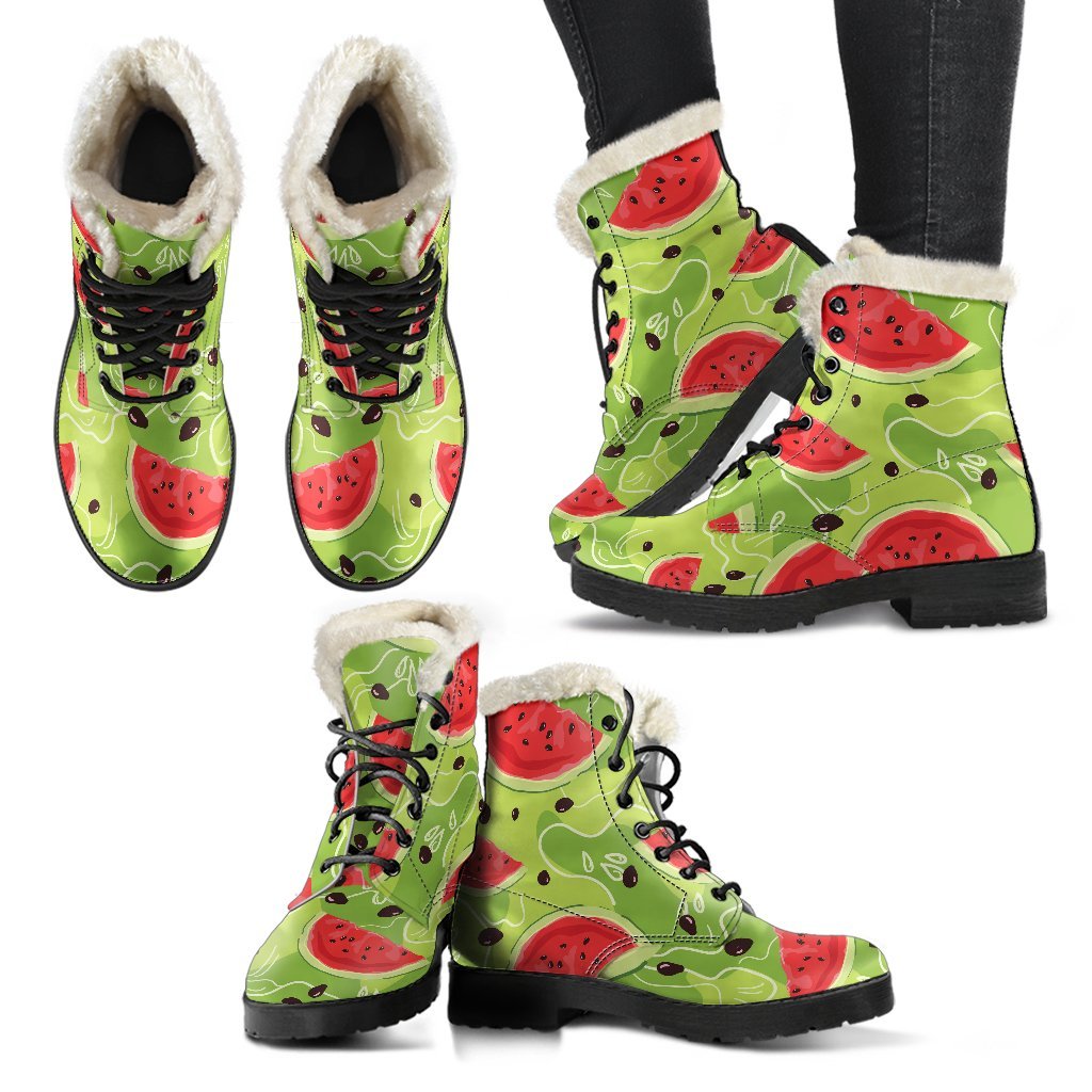 Yummy Watermelon Pieces Pattern Print Comfy Boots GearFrost