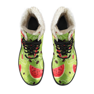 Yummy Watermelon Pieces Pattern Print Comfy Boots GearFrost