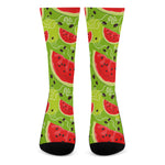 Yummy Watermelon Pieces Pattern Print Crew Socks