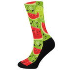 Yummy Watermelon Pieces Pattern Print Crew Socks