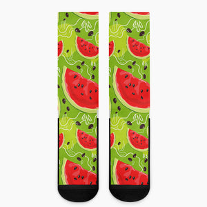 Yummy Watermelon Pieces Pattern Print Crew Socks