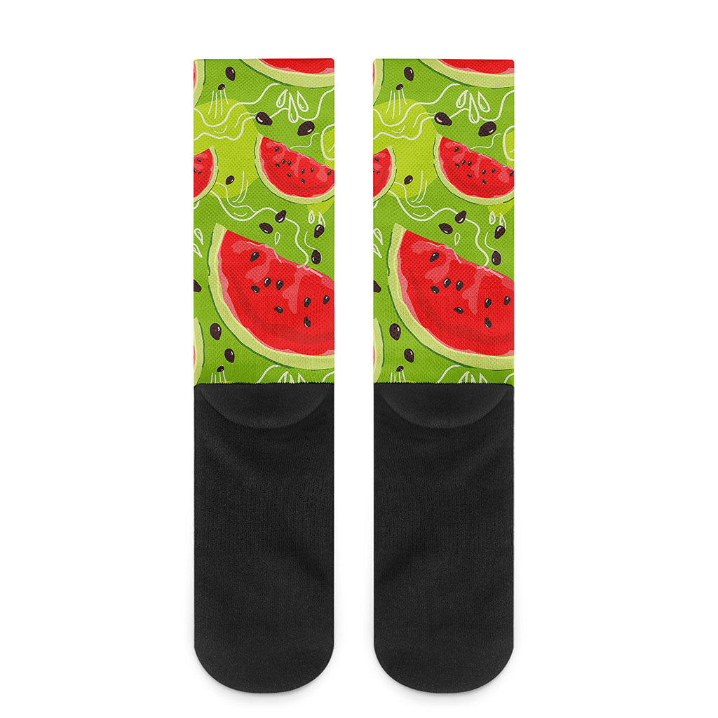 Yummy Watermelon Pieces Pattern Print Crew Socks