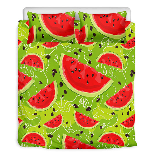 Yummy Watermelon Pieces Pattern Print Duvet Cover Bedding Set