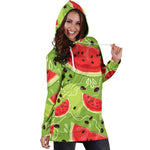 Yummy Watermelon Pieces Pattern Print Hoodie Dress GearFrost