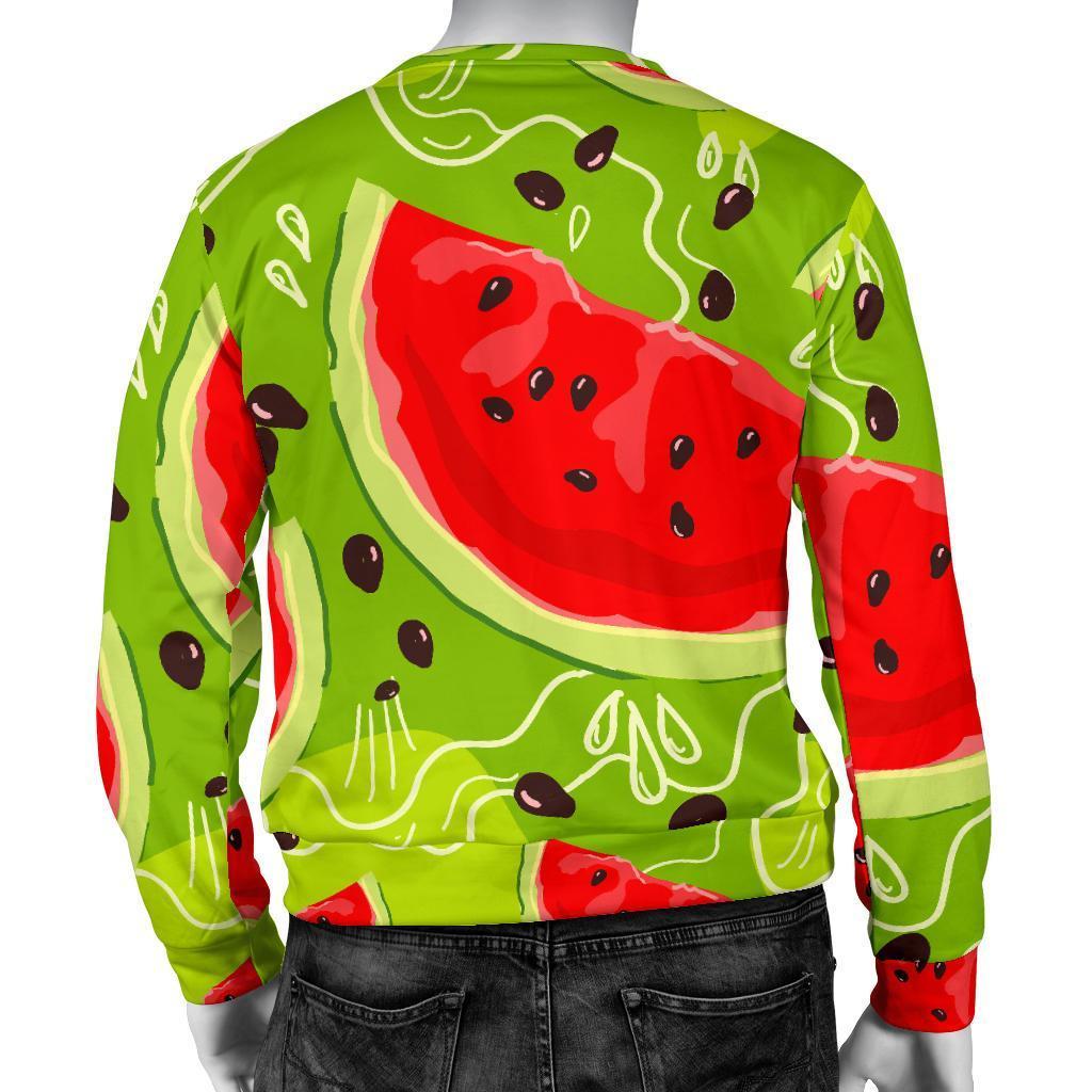 Yummy Watermelon Pieces Pattern Print Men's Crewneck Sweatshirt GearFrost