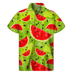 Yummy Watermelon Pieces Pattern Print Men's Short Sleeve Shirt